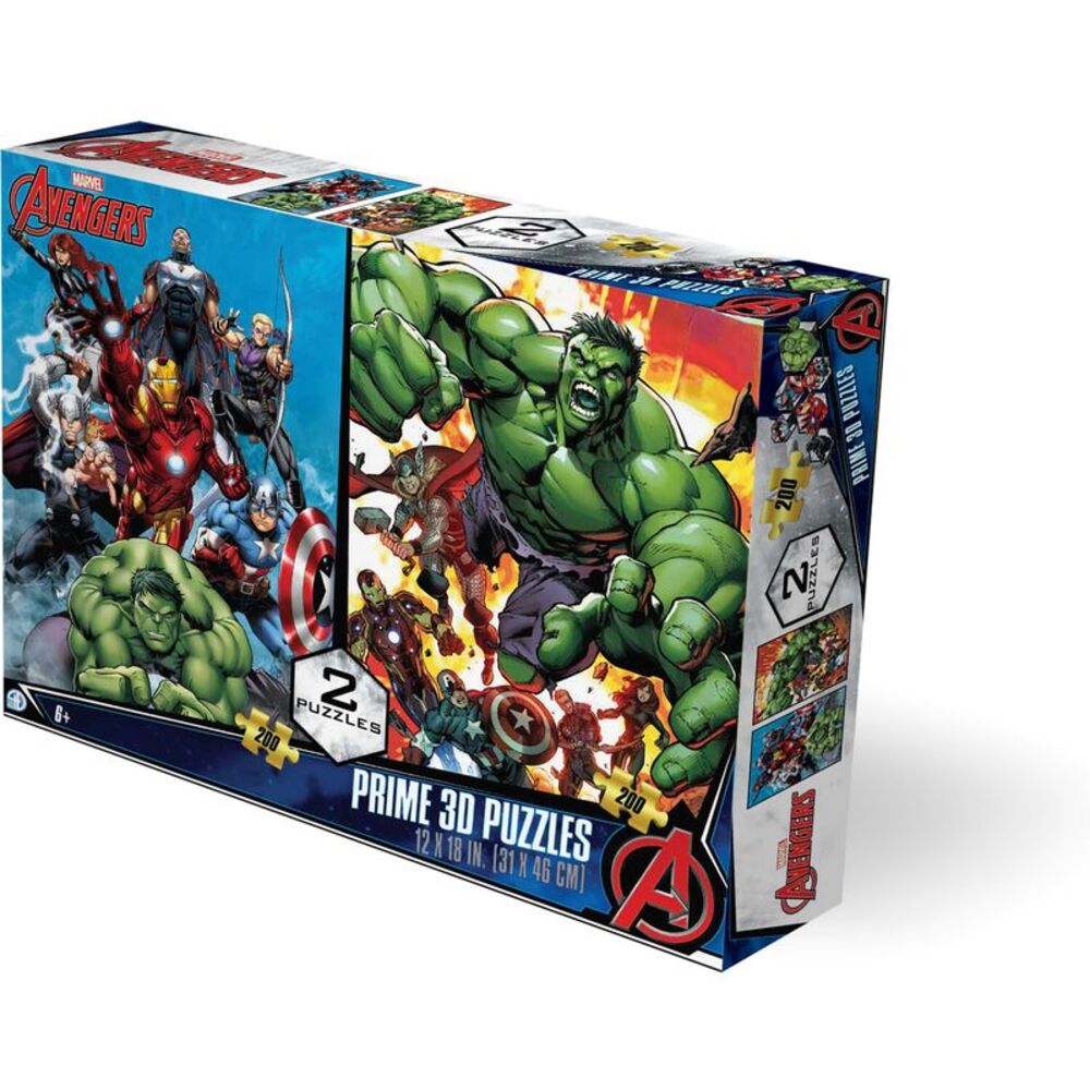 Marvel Avengers 2-Pack contains 2 x 200pc 12x18 in 3D Lenticular Puzzles